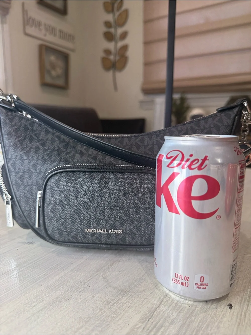 Michael Kors Merritt Black Signature Canvas Crescent Shoulder/Crossbody Bag